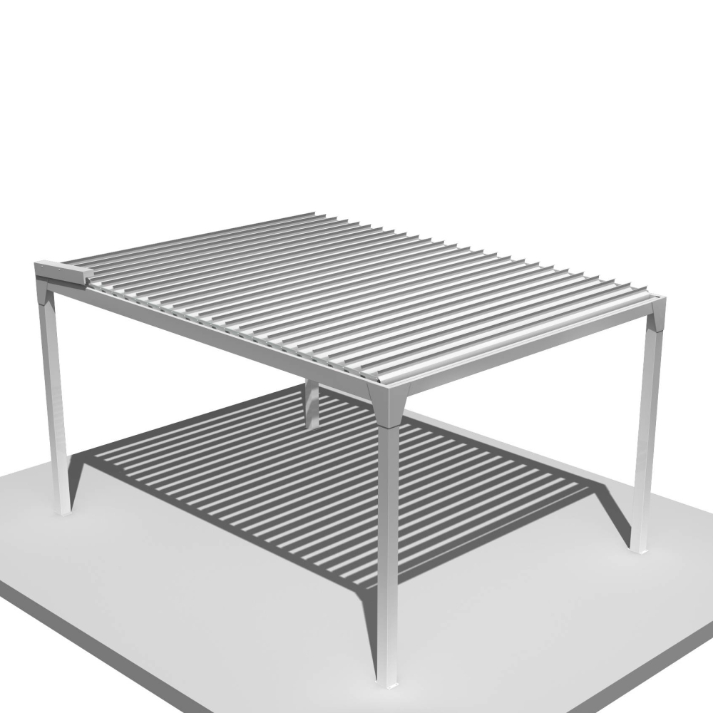 Pergola bioclimatique BERYL Îlot – 3,50x4,00 M – Blanc – Vérin à télécommande INTERSUN - 2