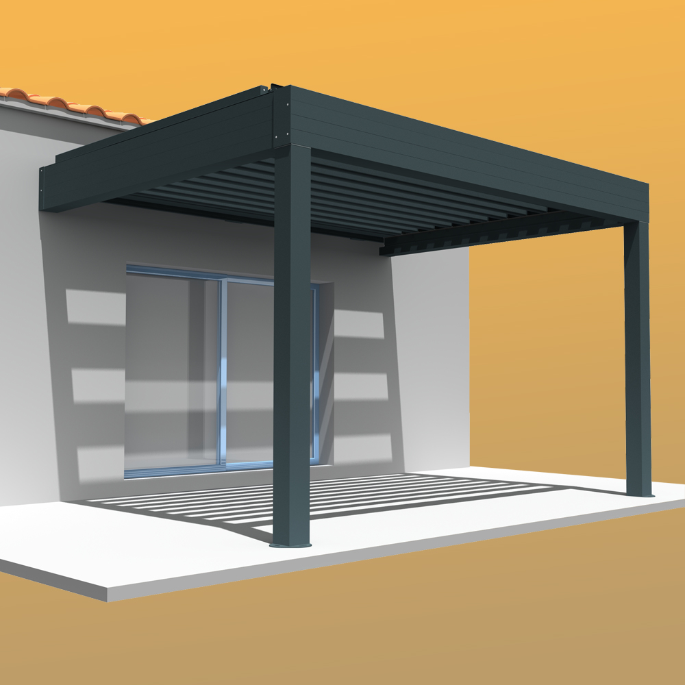 Pergola bioclimatique SPINELLE – 4,50x4,987 M – Double vérin à télécommande INTERSUN - 3